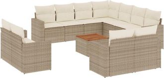 vidaXL Set De Sof&aacute;s De Jard&iacute;n 12 Pzas Y Cojines Rat&aacute;n Sint&eacute;tico Marr&oacute;n Vidaxl