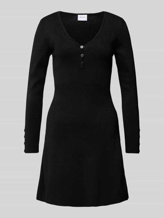 Vila Knielanges Kleid mit V-Ausschnitt Modell LIZETTA in Black, Gr&ouml;&szlig;e M