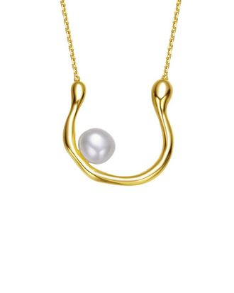 Genevive 14K Over Silver 10-8.5Mm Pearl Necklace