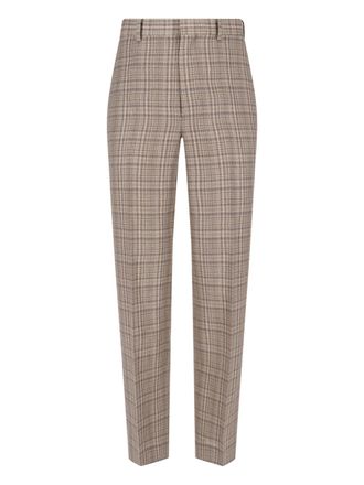 Auralee Brown Silk-Linen Blend Checkered Trousers