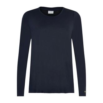 In Front IN Front - Nina Lange Mouw Navy Top - Dames - Tops - Blauw - Maat: M Modal