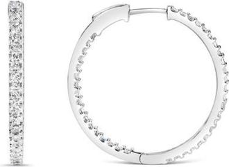 House of Brilliance 14K White Gold 1.0 Ct Princess Diamond Inside Out Hoop Earrings - 23 MM at Nordstrom