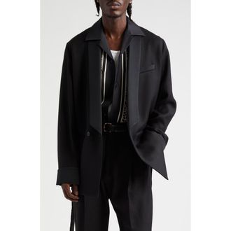 Amiri Belted Wool Blend Smoking Jacket in Black at Nordstrom, Size 44 Us