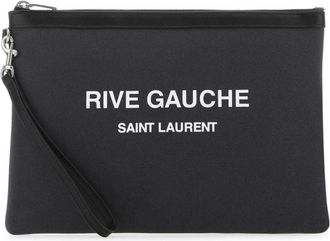 Saint Laurent Charcoal canvas Rive Gauche clutch