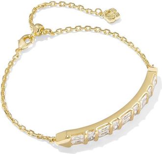 Kendra Scott Jamie Delicate Chain Womens Bracelet Womens Bracelet Gold White CZ, Brass/Cubic Zirconia
