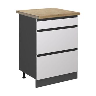 Vicco Mueble Bajo De Cocina R-line, Blanco, 60 Cm Con Cajones, Et Roble