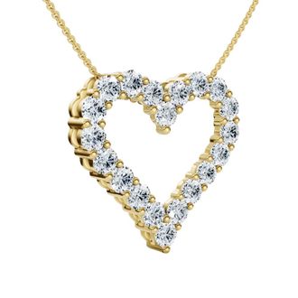 Pompeii3 2Ct Diamond Heart Pendant 10k Gold Lab Grown 7/8 Tall Necklace