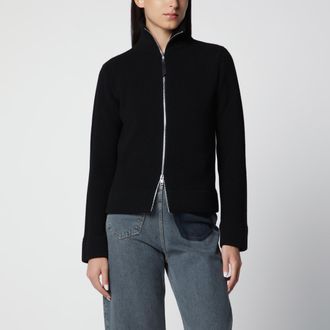 Maison Margiela Cardigan con zip nero in misto lana
