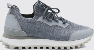 Eleventy Bicolour Low-Top Trainers in Leather and Stretch Cotton