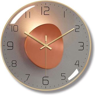 OEM Reloj De Pared - 30 Cm - Mecanismo De Cuarzo Silencioso - Cristal Antivaho - Panel De Madera Ecol&oacute;gica - Dorado