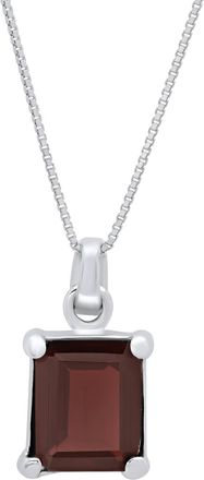 MAX + STONE Sterling Silver 8x10 Emerald Cut Gemstone Pendant