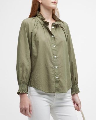 Veronica Beard Calisto Classic Ruffle Collared Shirt