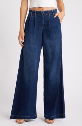 1822 Denim Pleated High Waist Super Wide Leg Jeans in Quinlin at Nordstrom, Size 32