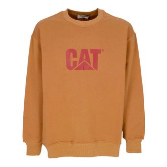 CAT Sweatshirts, male, Brown, Size: XL Big Cat Logo Crewneck Sweatshirt