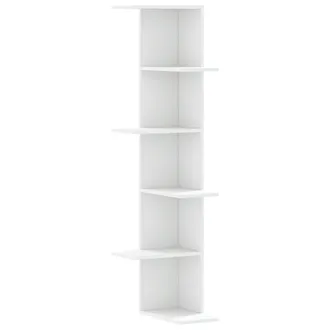 vidaXL Scaffale Angolare Muro Bianco 36,5x36,5x140cm Legno Multistrato - Vidaxl
