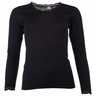 Engel Shirt L/S mit Spitze Merinounterwäsche für Damen | schwarz