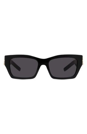 Givenchy Plumeties 54mm Geometric Sunglasses in Shiny Black/smoke at Nordstrom
