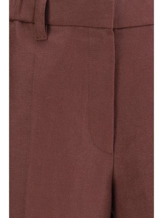 Brunello Cucinelli Womens Wide-Leg Linen Trousers Rhubarb