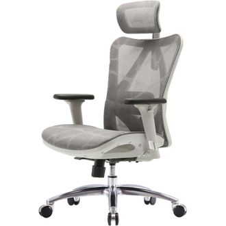 Hhg Hhg - Nunca Usado] Silla De Oficina 900, Silla De Escritorio, Reposabrazos Ergon&oacute;micamente Ajustable 150kg Cargable, Funda Gris, Armaz&oacute;n Blanco