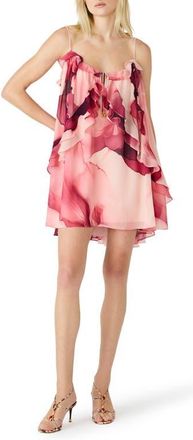 Steve Madden Lorella Print Ruffle Sleeveless Shift Dress in Coral Cloud at Nordstrom, Size Xx-Large