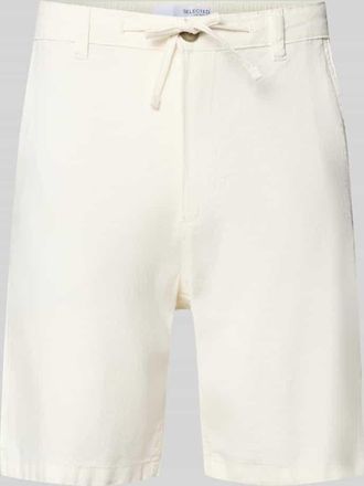Selected Slim Fit Bermudas aus Baumwoll-Leinen-Mix Modell BRODY in Weiss, Gr&ouml;&szlig;e XXL