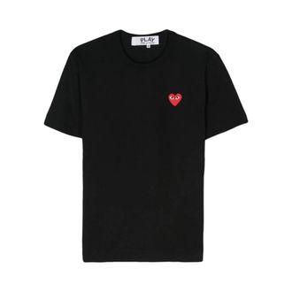 Comme Des Gar&ccedil;ons T-Shirts, male, Black, Size: XL Black Heart Patch T-shirt