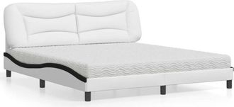 vidaXL Vidaxl - Cama Con Colch&oacute;n Cuero Sint&eacute;tico Blanco Y Negro 180x200 Cm