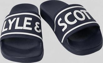 Lyle & Scott Lyle And Scott Mens Logo Strap Slides - Black/Black - Size: 12
