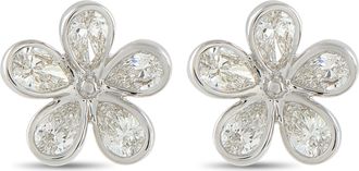 Luxury Bazaar 18K White Gold 2.50ct Diamond Flower Earrings AER-19121