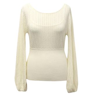 Catherine Malandrino Cream Fine Crochet Jumper Size S