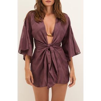 Vix Perola Cotton Blend Cover-Up Minidress in Purple at Nordstrom, Size X-Small