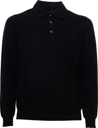 FILIPPO DE LAURENTIIS Wool-Cashmere Three-Button Polo Shirt