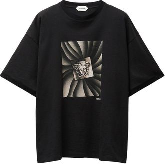 Versace Black 3D Graphic Silk Nylon T-Shirt