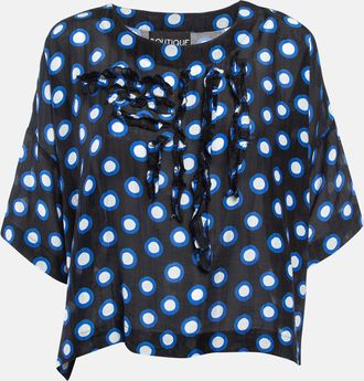 Moschino Boutique Moschino Black Dot Print Cotton Oversized Cropped Top