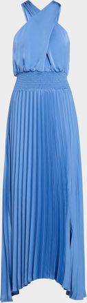 Ramy Brook Arina Pleated Halter Midi Dress