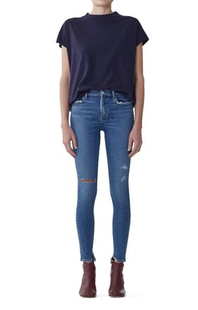 A Gold E Sophie High-Rise Ankle Pentacle Jeans In Blue