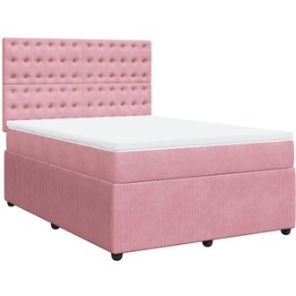 vidaXL Vidaxl - Cama Box Spring Con Colch&oacute;n Terciopelo Rosa 140x200 Cm