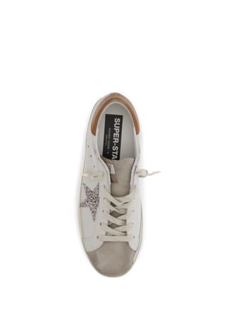 Golden Goose Womens Sneakers Super Star White-Beige White-Beige-Cinder-Leather Brown Trainers White/beige/cinder/leather