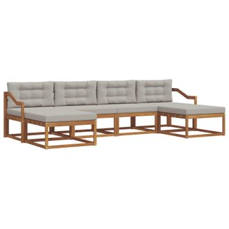 vidaXL Conjunto De Sof&aacute;s De Exterior 6 Pcs Gris Natural Y Claro Vidaxl
