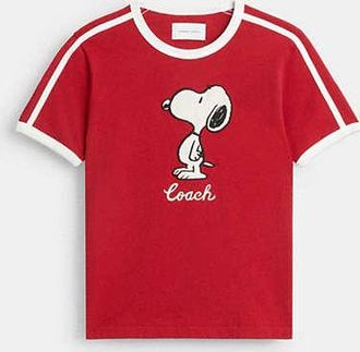 Coach Womens Coach X Peanuts Ringer T-Shirt in Red, Size X-Small | Organic Cotton