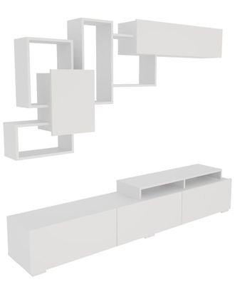 Hanah Home Modern Tv Unit With Wall Shelf