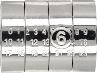 Maison Margiela 4 Ring Modular Stacked Numeric Silver Ring Set