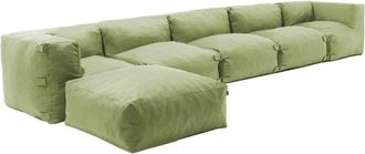 Oviala Sof&aacute; de esquina modular con 3 sillones, 2 &aacute;ngulos y 1 puff de cactus