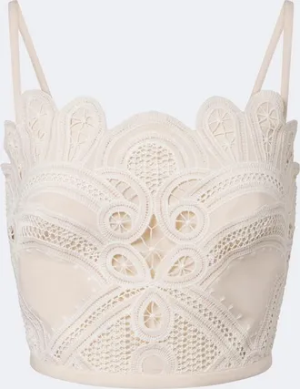 Elie Saab Embroidered scalloped crop top