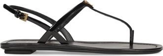 Prada Flat Sandals, female, Black, Size: 8 US Varnished Flip-Flop