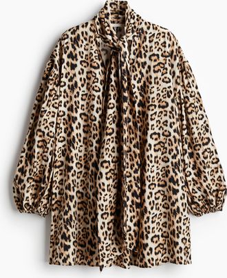 H&M Minikleid mit Bindekragen - Schwarz