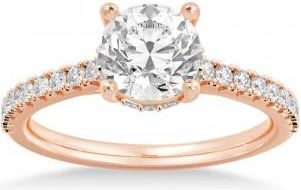 Allurez Lab Grown Diamond Hidden Halo CathedralEngagement Ring 14k Rose Gold (0.30ct)