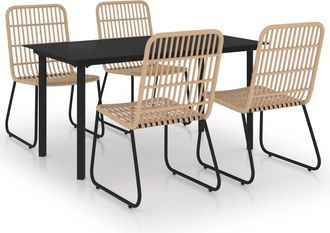 vidaXL Juego De Comedor Para Jard&iacute;n 5 Piezas Rat&aacute;n Sint&eacute;tico Y Vidrio Vidaxl