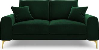 BLOOMINGLOFT 2-Sitzer Designsofa Madara mit Samtbezug - Beine Gold
