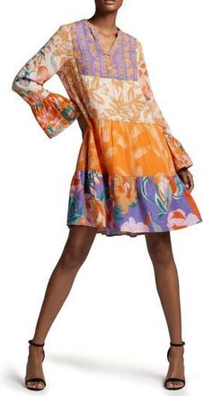 Saachi Patchwork Cotton Tunic in Orange at Nordstrom Rack